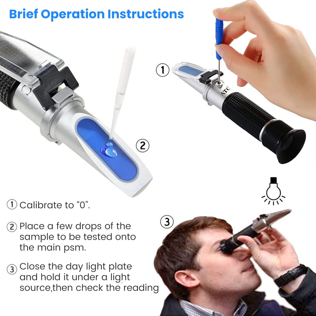 ZORBES Refractometer for Wine Beer Brewing with ATC and Dual Scale of Brix 0-40% and Alcohol 0-25% vol, Refractometer for Measuring Sugar Content in Grape Juice & Predicting Wine Alcohol Degree ZORBES Refractometer for Wine Beer Brewing with ATC and Dual Scale of Brix 0-40% and Alcohol 0-25% vol, Refractometer for Measuring Sugar Content in Grape Juice & Predicting Wine Alcohol Degree